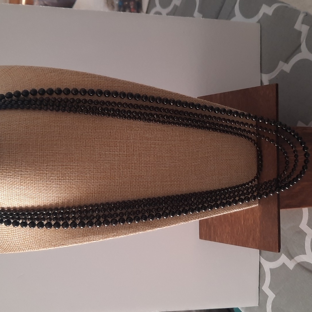 Georgiou  black and gold bead necklace